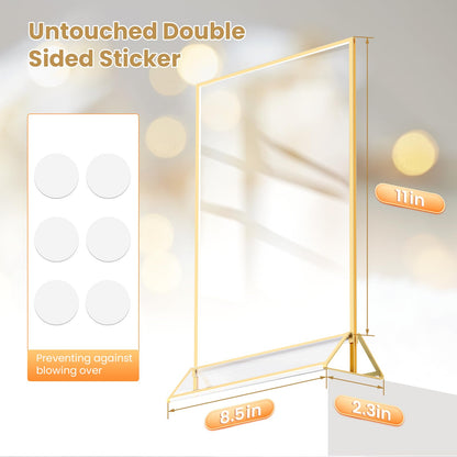 YOAEAILY Acrylic Sign Holder 8.5X11 Gold Frames Double-Sided Gold Picture Frames Flyer Holder for Menu Holder Wedding Table Number Holder Photo Frames with Double Sided Stickers-3 Pack