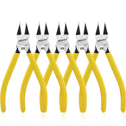 BOOSDEN 5 Pack 6'' Wire Cutters, Diagonal Cutting Pliers, Dikes Side Cutters, Barbed Wire Snips, Precision Spring Loaded Wire Cutters, Mini Wire Cutter Set for Floral, Electrical, Crafting, DIY