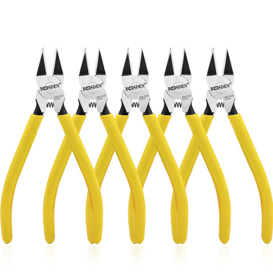 BOOSDEN 5 Pack 6'' Wire Cutters, Diagonal Cutting Pliers, Dikes Side Cutters, Barbed Wire Snips, Precision Spring Loaded Wire Cutters, Mini Wire Cutter Set for Floral, Electrical, Crafting, DIY