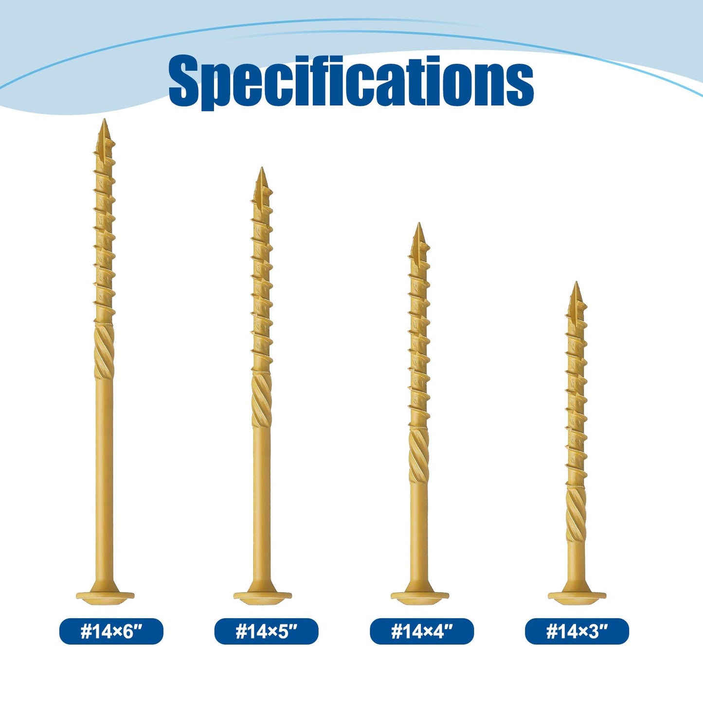 ANCHOREASE Lag Screws #14×3", 100PCS Heavy Duty Construction Screws, Rust Resistant, Washer Head, Bronze Coated External Wood Screws, Trusss Lag Screws, 2PCS T30 Star Bit Included