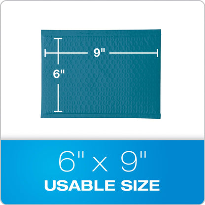 Quality Park Bubble Mailers, 6 x 9 Shipping Envelopes, Water Resistant Blue Poly Padded Envelopes, Redi-Strip Peel Off Closure, 50 Per Box (QUA85862)