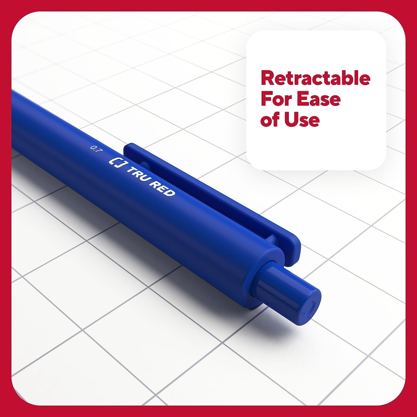 TRU RED Retractable Quick Dry Gel Pens Med Point 0.7mm Blue 5/Pk