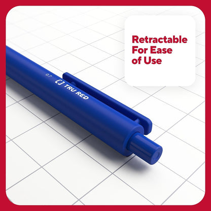 TRU RED Retractable Quick Dry Gel Pens Med Point 0.7mm Blue 5/Pk