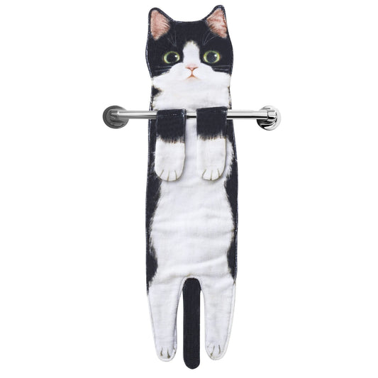 AGRIMONY Cat Funny Hand Towels for Bathroom Kitchen- Cute Decorative Cat Mom Dad Decor Hanging Face Towel Absorbent Soft- Easter Mothers Day Birthday Housewarming Funny Gifts for Women Mom Cat Lovers