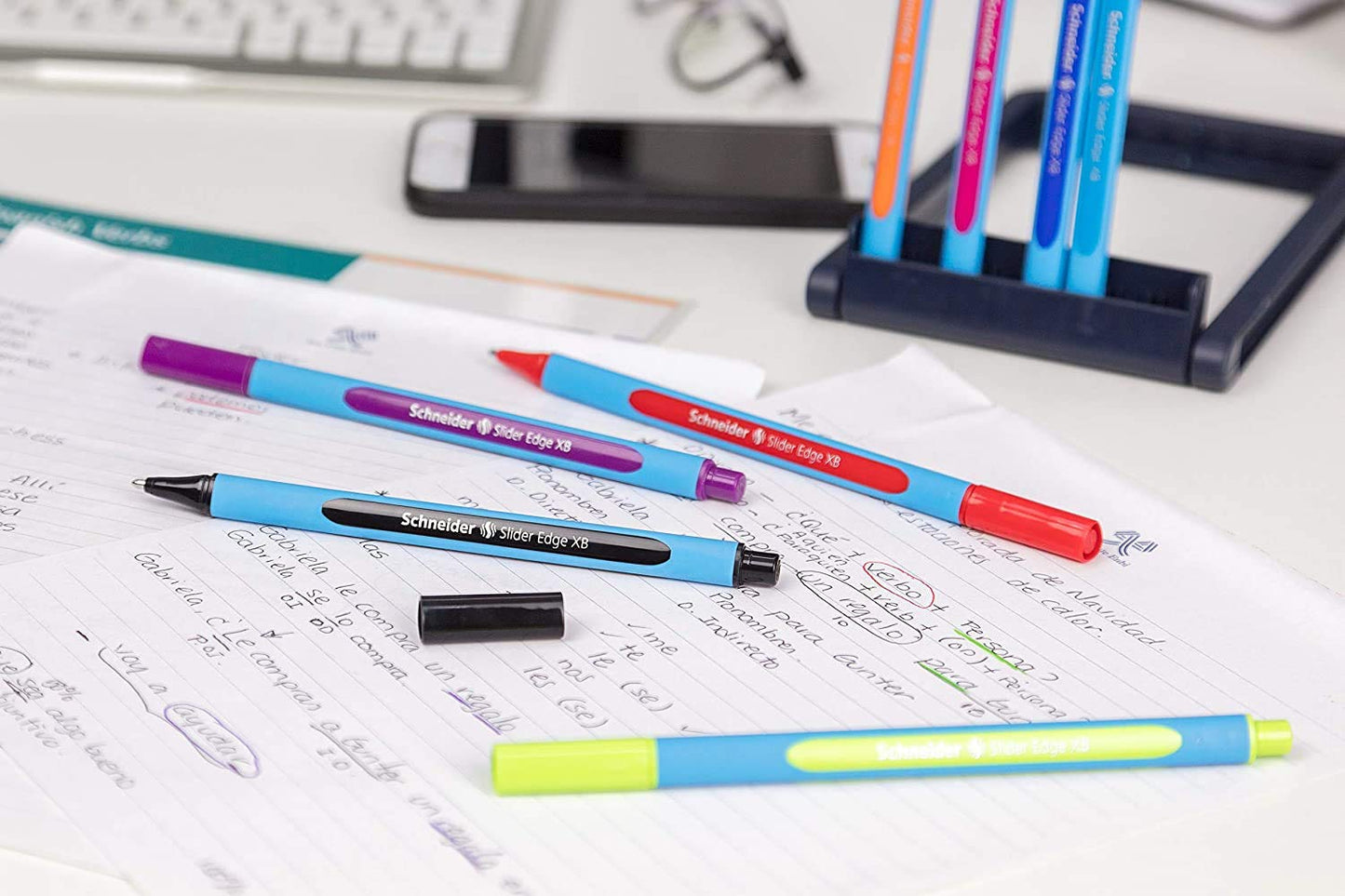 Schneider Pen, Slider Edge XB (Extra Broad), Wallet, Pack of 10, Assorted (RS152290)