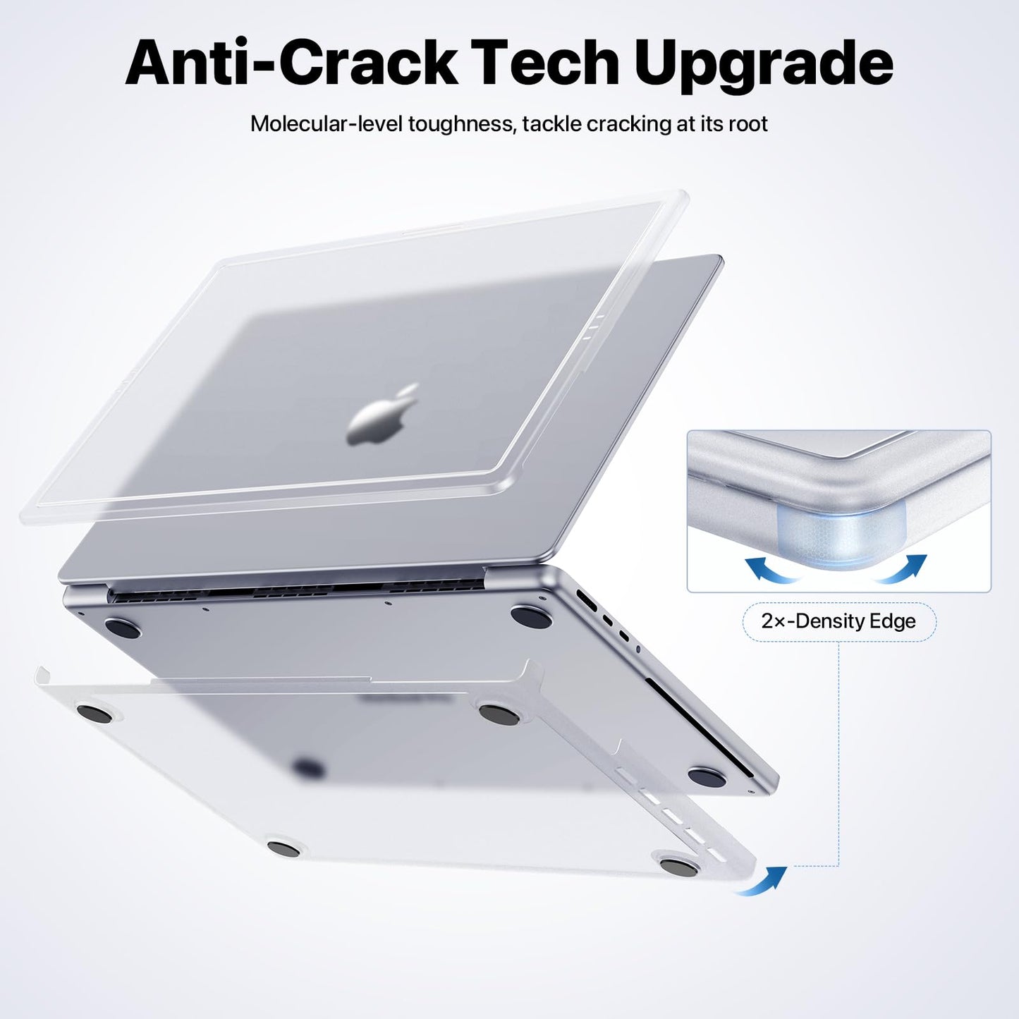 Soonjet CrackGuard for MacBook Pro 14 inch Case M5 M4 M3 M2 M1 Pro/Max 2026 2025-2021 [Anti-Crack Upgrade] [100% Match Official Color] Cover Protective Hard Shell Case Laptop - Matte Clear