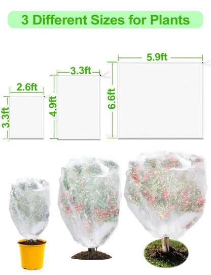 wohohoho 5 Packs Blueberry Bushes Netting Cover with Drawstring, 4.9Ft x 3.3Ft Garden Tree Netting Pest Barrier Tomato Protective Covers Prevent Fruits Plants from Squirrel Bird Insect Deer Animals