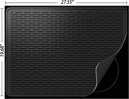 Silicone Stove Top Cover for Electric Stove - Silicone Stove Mat for Glass Top Stove, Glass Cooktop Protector, XL Dish Drying Mats Kitchen, Range Covers Electric Stove (Black,28x20inch)