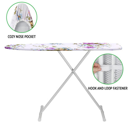 Rerrmico Ironing Board Cover and Pad 15x54 Inch Standard Ironing Board Cover with Elastic Edge and Hook and Loop Fasteners Scorch and Stain Resistant Cotton Ironing Covers with Thick Padding