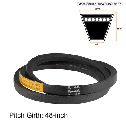 uxcell A48 Drive V-Belts 48" Pitch Length 13mm Width 8mm Thick JIS Standard A-Section Rubber Drive Transmission Belt 2pcs