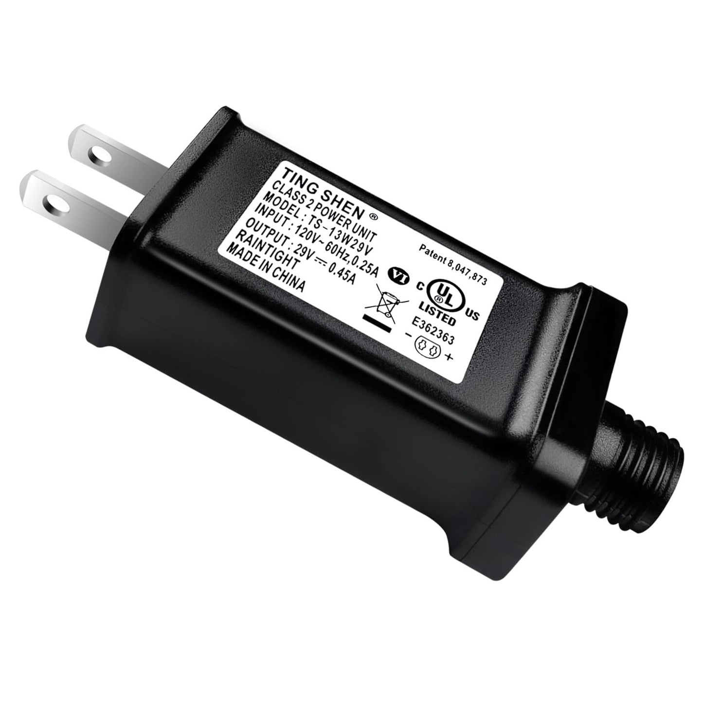 29V 0.45A 13W Class 2 Power Unit Model TS-13W29V LED Transformer Raintight IP44 US Plug Adapter, Seasonal-Use LED Driver for Ting Shen Replacement Parts String Light, Holiday Lighting