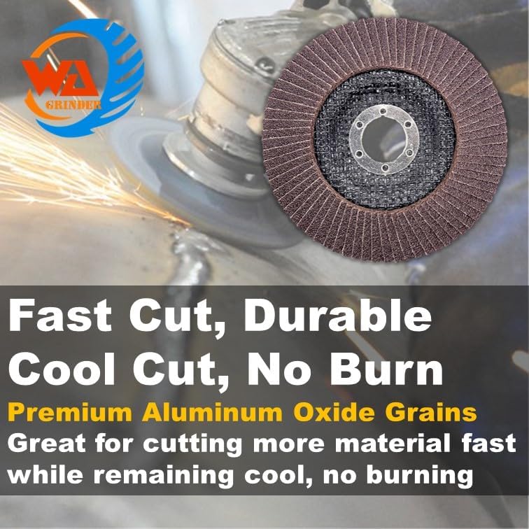 WA GRINDER 22PACK 4-1/2" x 7/8" inch Assorted Grit Zirconia/Alumina Flap Disc [40Grit(x10), 80Grit(x10), 120Grit(x2)] for Angle Grinder Sanding Disc, Grinder Disc for Metal and Woodworking 4 1/2 Inch