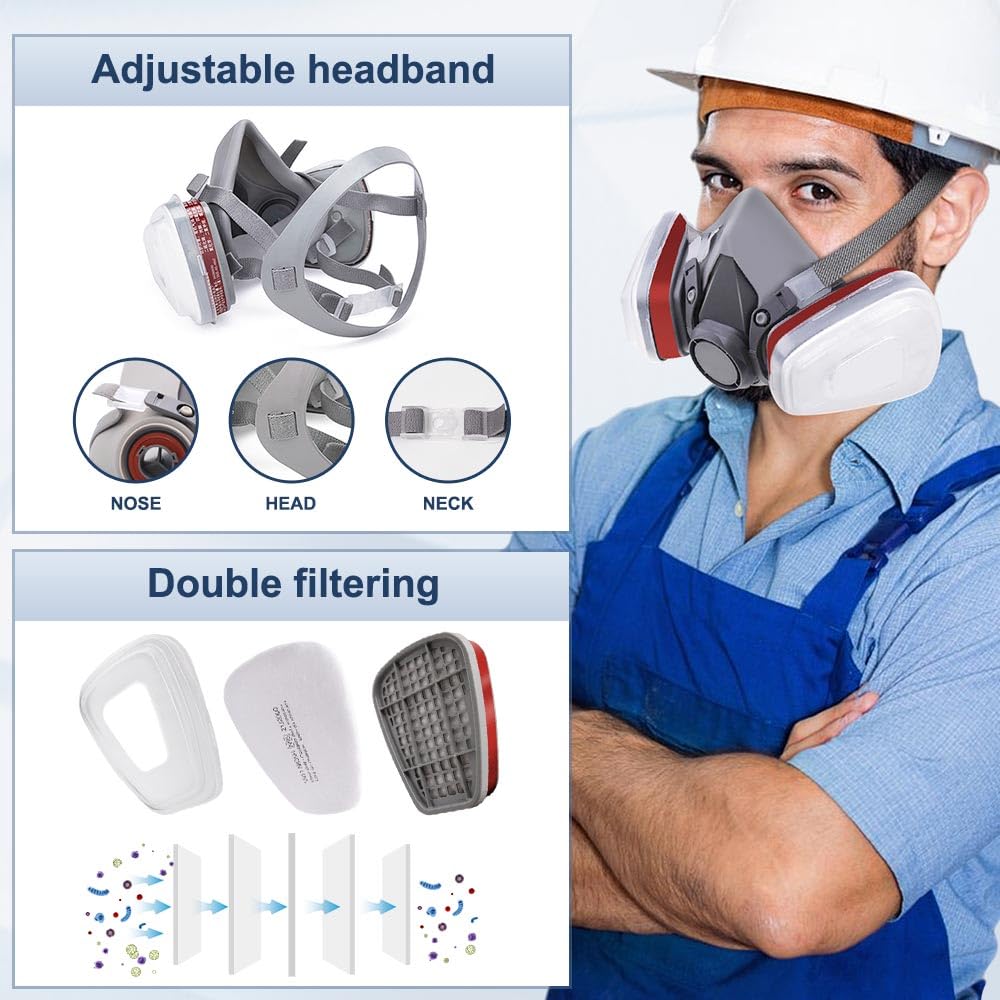TOCADO Reusable Face Cover Set for Painting,Respiratory Mask for Spray Painting,Verniciatura, Prodotti Chimici, Vapori Organici, Saldatura, Lucidatura