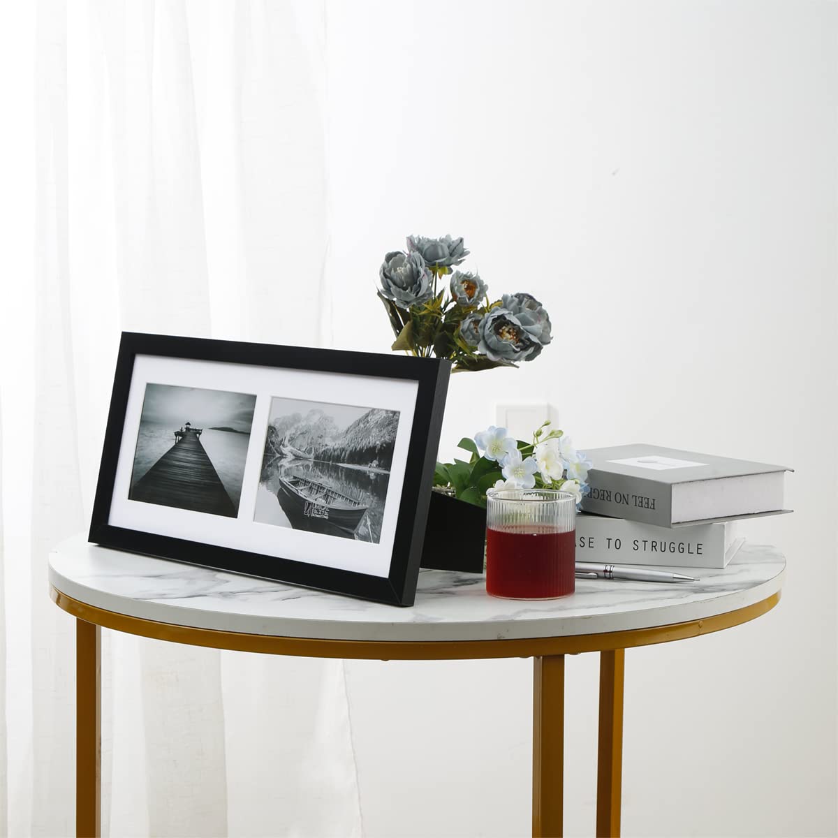 UMICAL 5x7 Picture Frames 2-Opening Collage Picture Frame Gallery Style Black Wood Matted Photo Frames with HD Plexiglass for Vertical or Horizontal Wall Mounting