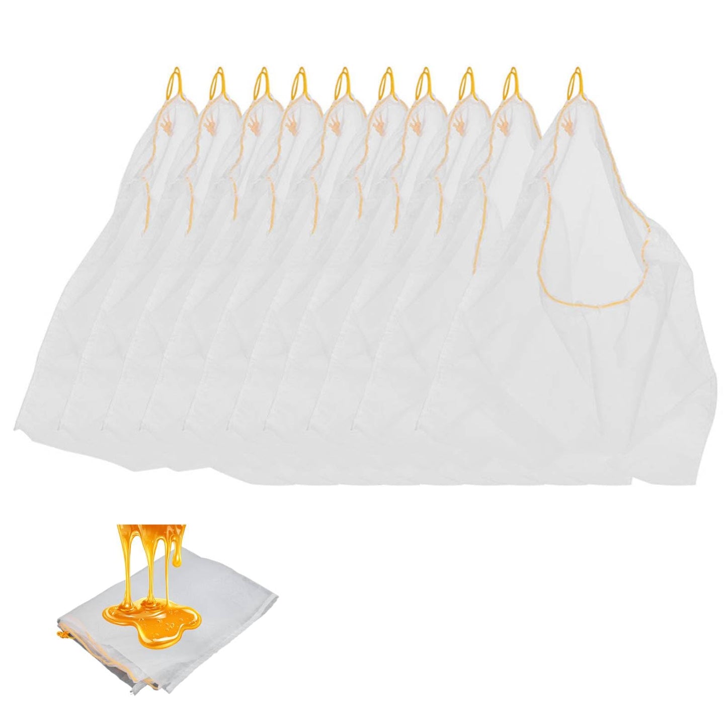 10PCS Honey Strainer Bags,Reusable Bee Honey Filter Bag,with Adjustable Drawstring,Mesh Nylon Strainer, Apiary Equipment,Washable Beekeeping Supplies for Wax Beer Nut Milk