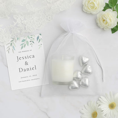 Allgala 100 Count Organza Gift Party Favor Bags with Drawstring (White, 8x12 Inch)