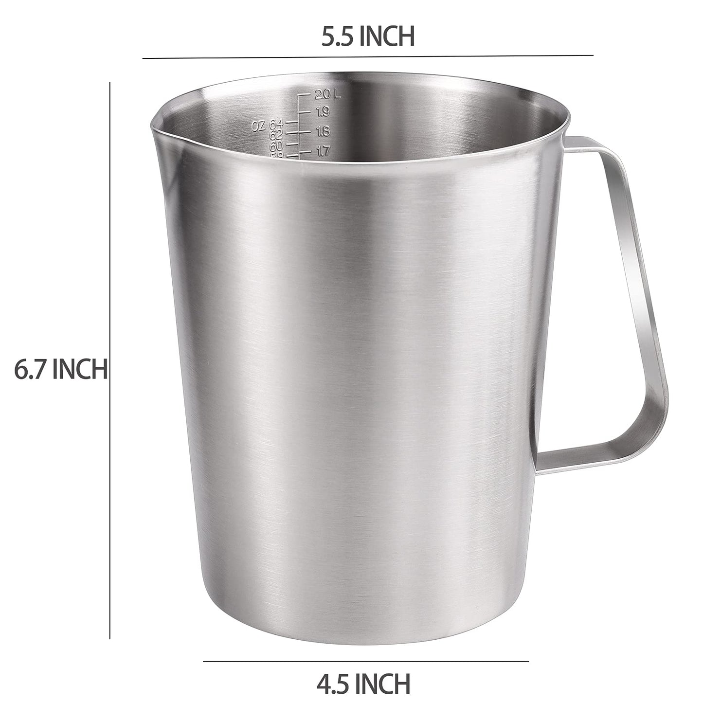 Stainless Measuring Cup (2000ML), KSENDALO 8 Cup Stainless Measuring Cup, Stainless Pitcher with Marking with Handle, 64 Ounces (2.0 Liter)
