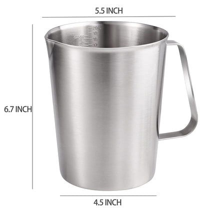 Stainless Measuring Cup (2000ML), KSENDALO 8 Cup Stainless Measuring Cup, Stainless Pitcher with Marking with Handle, 64 Ounces (2.0 Liter)