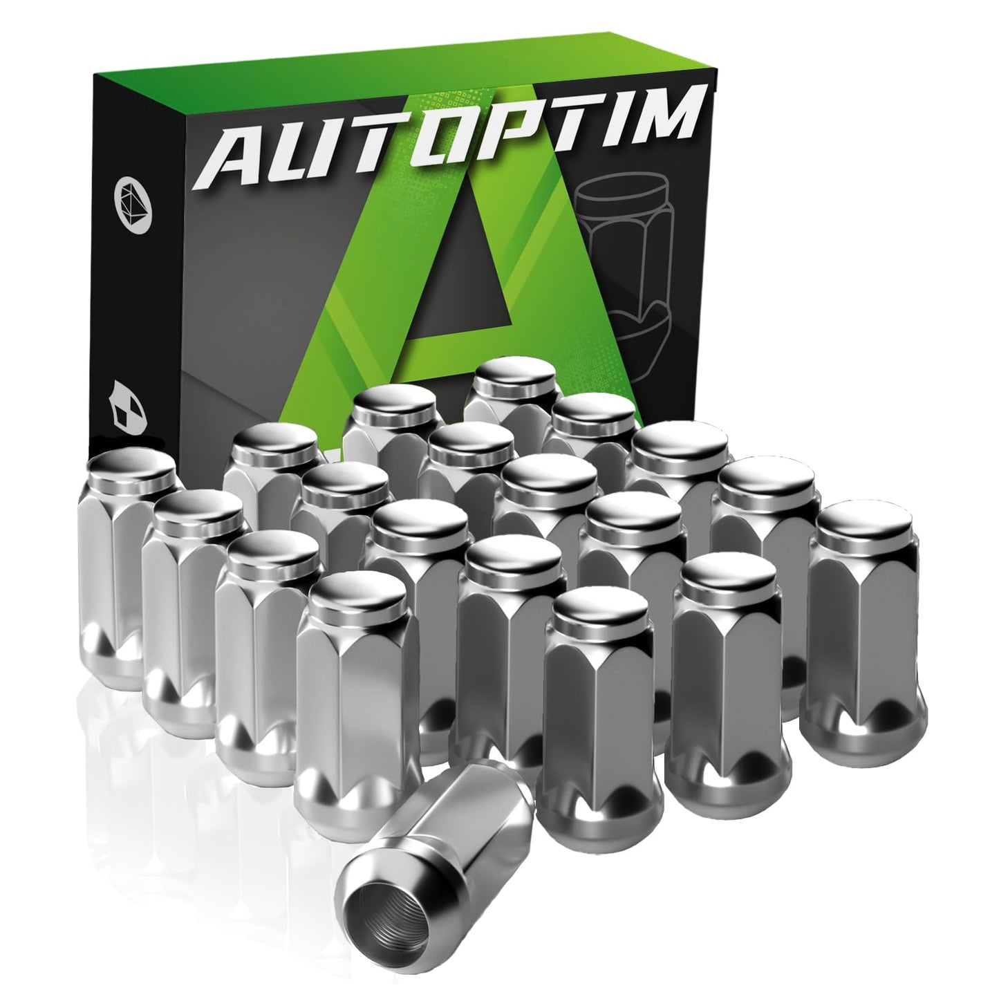AUTOPTIM M14x1.5 Lug Nuts Replacement for 2010-2024 Chevy Camaro, 2013-2015 Malibu, 2014-2020 Impala, 2020-2024 Corvette, Dodge Challenger Durango Aftermarket Wheel, 20PCS Chrome Closed End Lug Nut