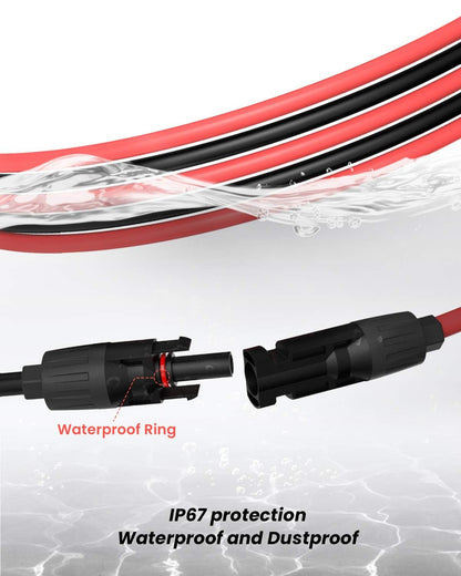BougeRV Solar Extension Cable with MC4 Female and Male Connector Solar Panel Adaptor Kit Tool (1 Pair) (10FT 12AWG)