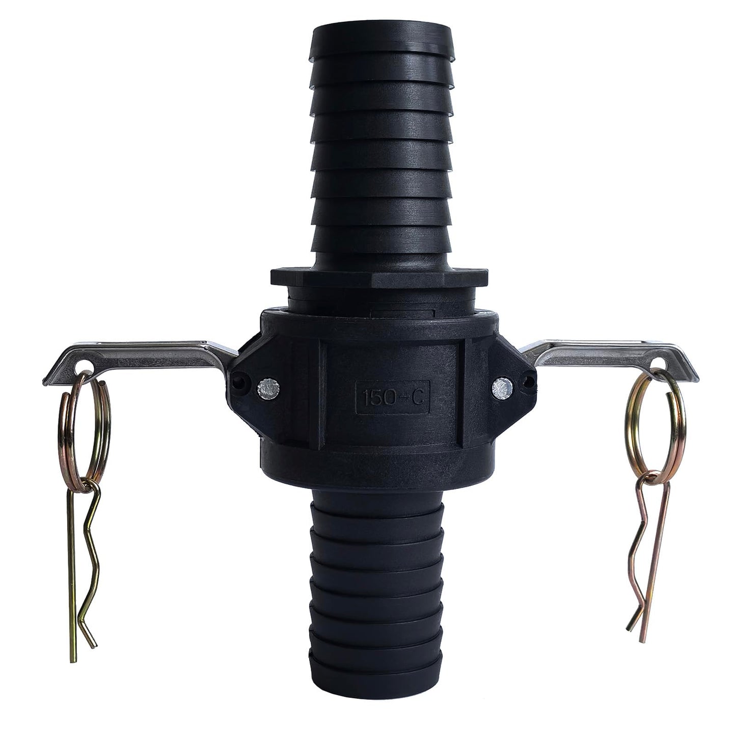 Camlock Fittings 1-1/2 Inch Type C & E Polypropylene Cam and Groove Hose Fitting Kit with 1-1/2" Female & Male Camlock x 1-1/2" Hose Shank (Hose Barb), Cam and Groove Hose Couplings (2 Sets/ 4 Pcs)