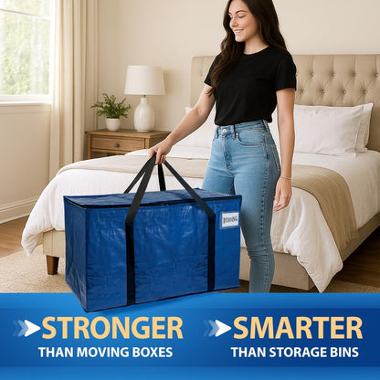 ClearSpace Heavy Duty Moving Bags or Storage Bag – Large Moving Boxes with Backpack Straps, Zippers & Handles – Perfect for College Dorm, Traveling, Camping, Christmas Decorations, 2 Pack