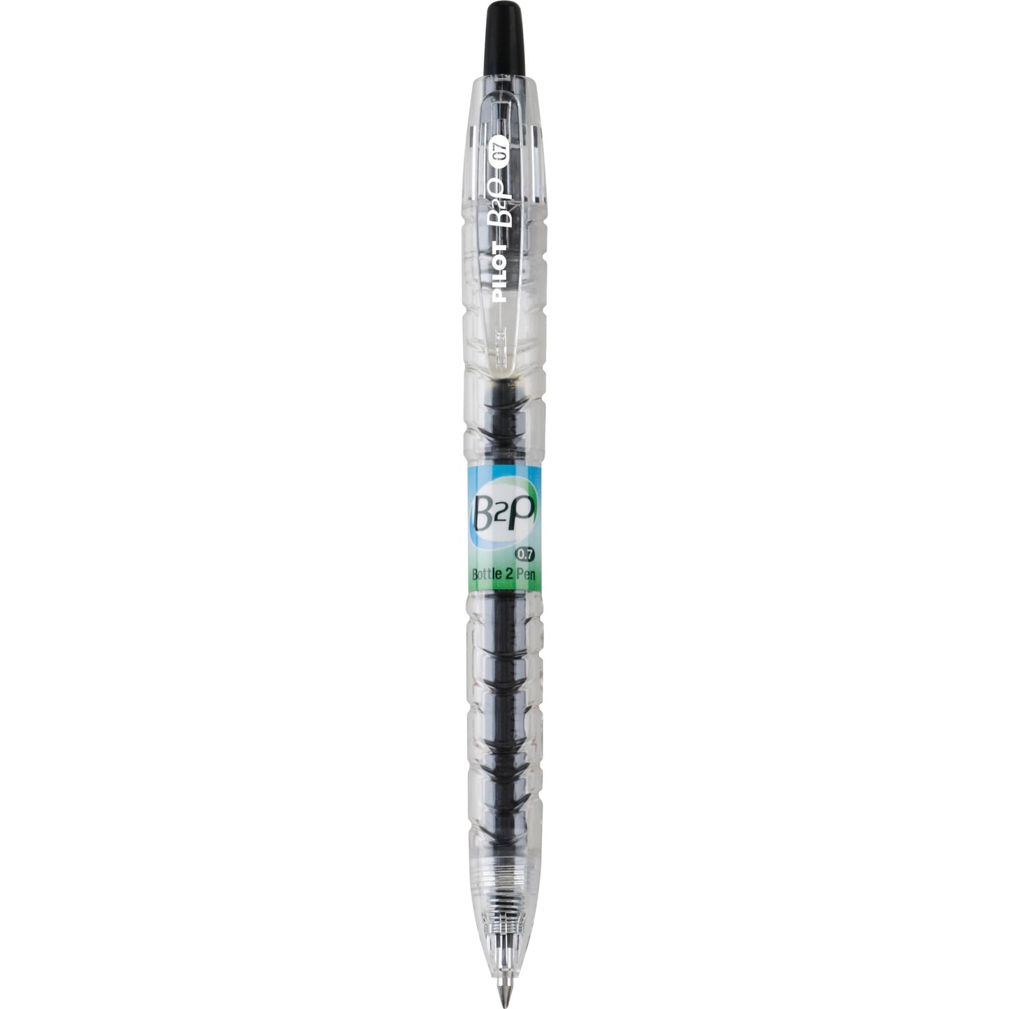 Pilot B2P Colors, Bottle to Pen, Retractable Gel Roller Pens Made from Recycled Bottles, Fine, Black Ink, Clear Barrel, Dozen Box -36629