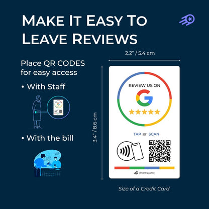 Review Launch Review Tap Card Compatible with Google Review Stand | Boost Online Reviews Google Rank with Fast Zappy NFC Tap QR Code Stand | Works Like a Digital Card tap dot Card (Card, 3 Pack)