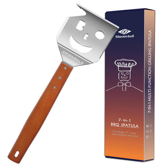 BBQ Accessories for Grill, 7 in 1 Grill Spatula with Fork,17 Inch Barbecue Tools, Dad Gifts, Gifts for Men, Dad, Husband