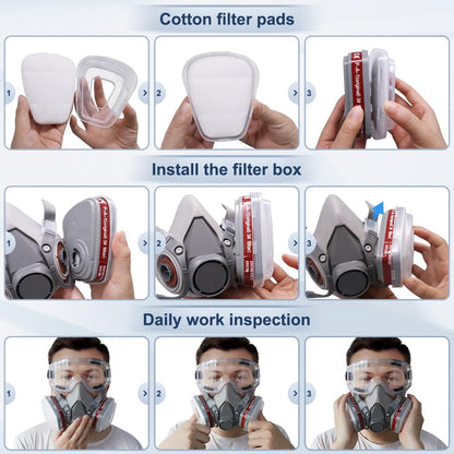 TOCADO Reusable Face Cover Set for Painting,Respiratory Mask for Spray Painting,Verniciatura, Prodotti Chimici, Vapori Organici, Saldatura, Lucidatura