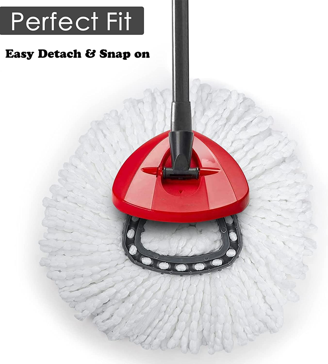4 Pack Spin Mop Replacement Head with 1 Rotating Mop Base, EasyWring Mop Refills Compatible with Vileda Mop Replace Head, 100% Microfiber Mop Refill, Deep Cleaning Machine Washable and Easy to Replace