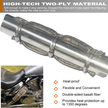 DEGEOBERLIN Titanium Pipe Heat Shield 6" x 12" Exhaust Heat Shield Motorcycle Heat Guard Cover Wrap with 3 PCS Stainless Steel Clamps