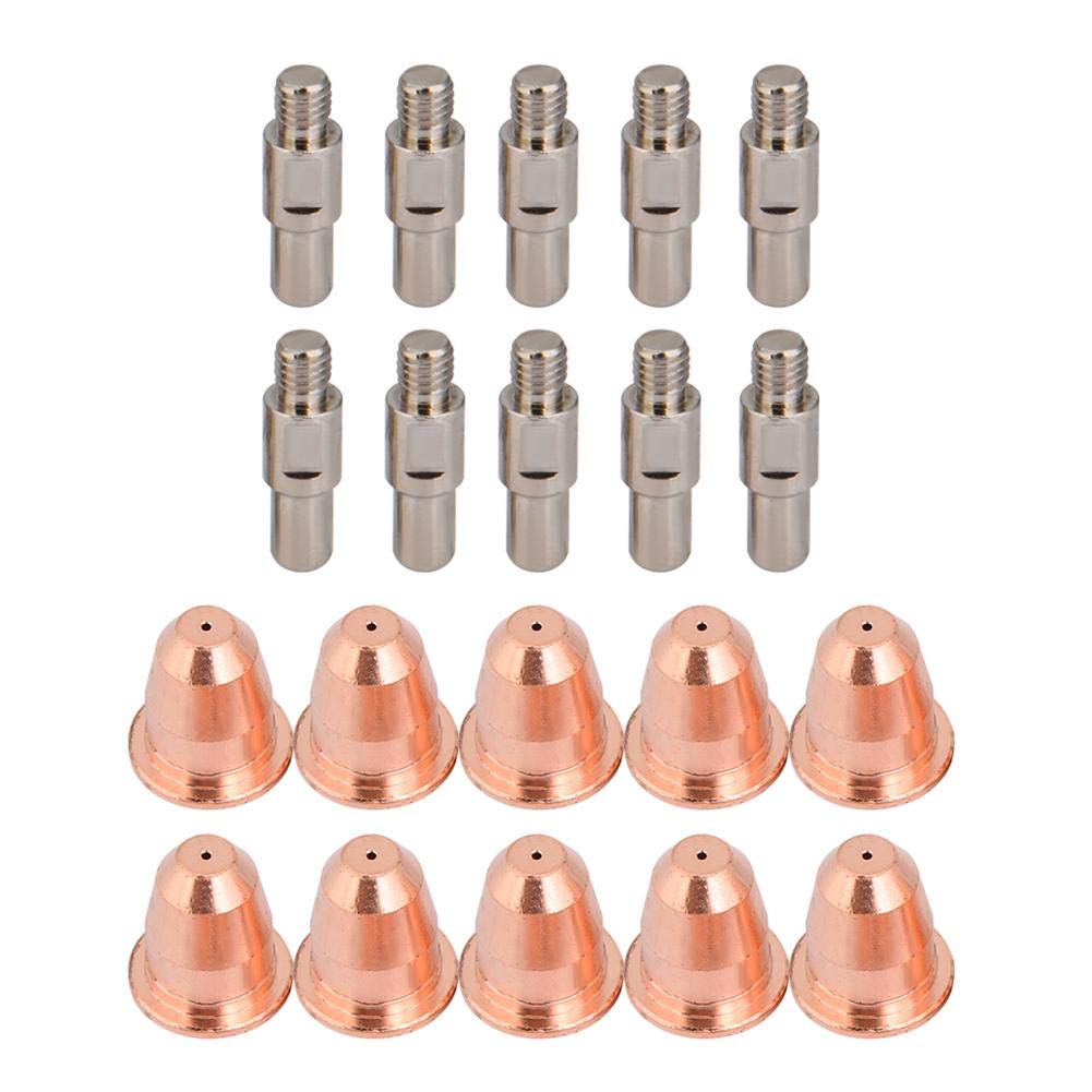 Plasma Torch Accessories Cutting Nozzle Tool 10Pcs PR0110 Electrode and 10Pcs PD0116-08 Nozzles, Welding Machine Electrode Consumables