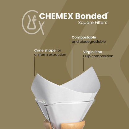 Chemex FS-100 Bonded Coffee Filter Square, One Size, White