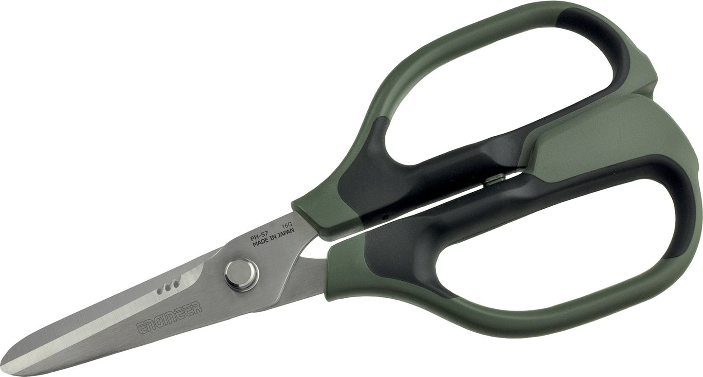 Versatile Scissors with Integral Finger Guard - cuts Kevlar Fibre, Leather Belts, Mains Cable,Copper Braid, coaxial Cable, Rope & More. Made in Japan. Engineer ph-57