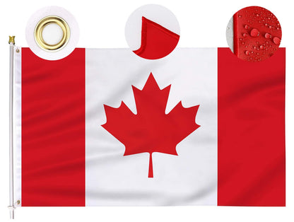 Canada Flag, 3X6 Ft Premium Canadian Flags - Embroidered Maple Leaf & 220D Heavy Duty Durable Oxford Nylon Canadian National Flag Drapeau for Outdoor Indoor Home Garden Yard Decor