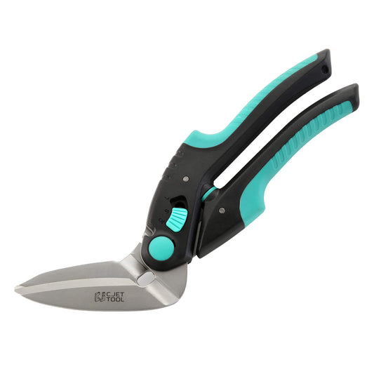 C.JET TOOL 10" Heavy Duty Scissors, Professional, Turquoise, Stainless Steel, Carpet, Cardboard, Leather, Pruning, Gardening