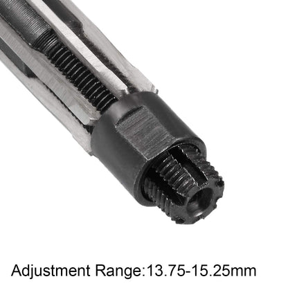 uxcell Adjustable Hand Reamer 13.75-15.25mm High Speed Steel H8 6 Straight Flutes Milling Cutter Tool Metric Reaming Drill Bit for Metal