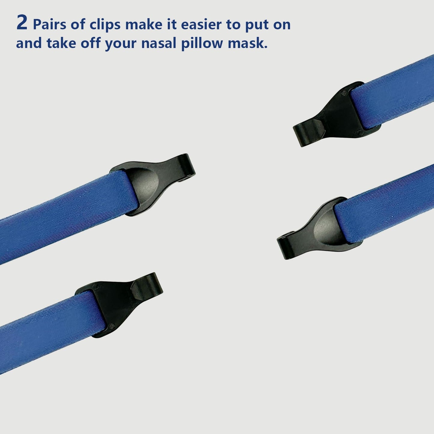 Headgear Strap and Clips for Fisher Paykel Brevida Nasal Pillow Mask Headgear 2 Pack Replacement Headgear Supplies Compatible for Brevida Nasal Pillow (Standard, Blue)