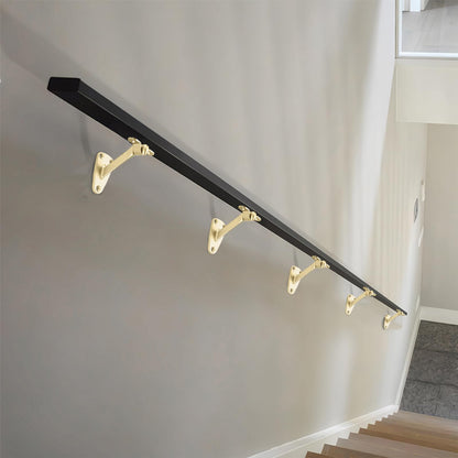 ktumeware 3 Inch 6 Pack Gold Handrail Stair Brackets Suitable for Indoor and Outdoor Staircase/Balcony/Corridor Staircase Support handrail Brackets