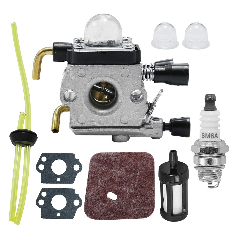 Anxingo C1Q-S97 Carburetor with Tune Up Kit Carb for Stihl FS38 FS45 FS46 FS55 KM55 HL45 FS45L FS45C FS46C FS55C FS55R FS55RC String Trimmer Weed Eater w/Fuel Line Air Filter Primer Bulb Gasket