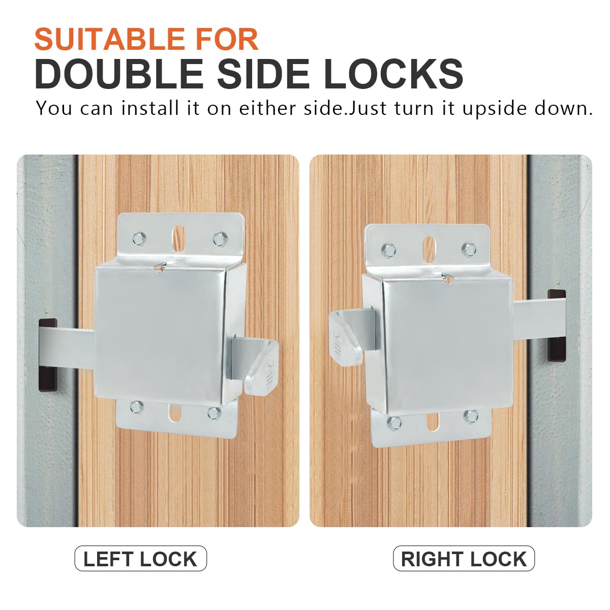QZATTCAEN Garage Door Side Lock Inside Deadlock for Most Garage Door Galvanized Steel -2pack
