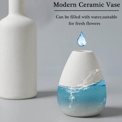 CEMABT White Ceramic Vase Set - 4 Small Vases for Flowers, Unique Flower Vases for Centerpieces, Decorative Modern Vases for Home Decor Table Entryway Bookshelf (White)