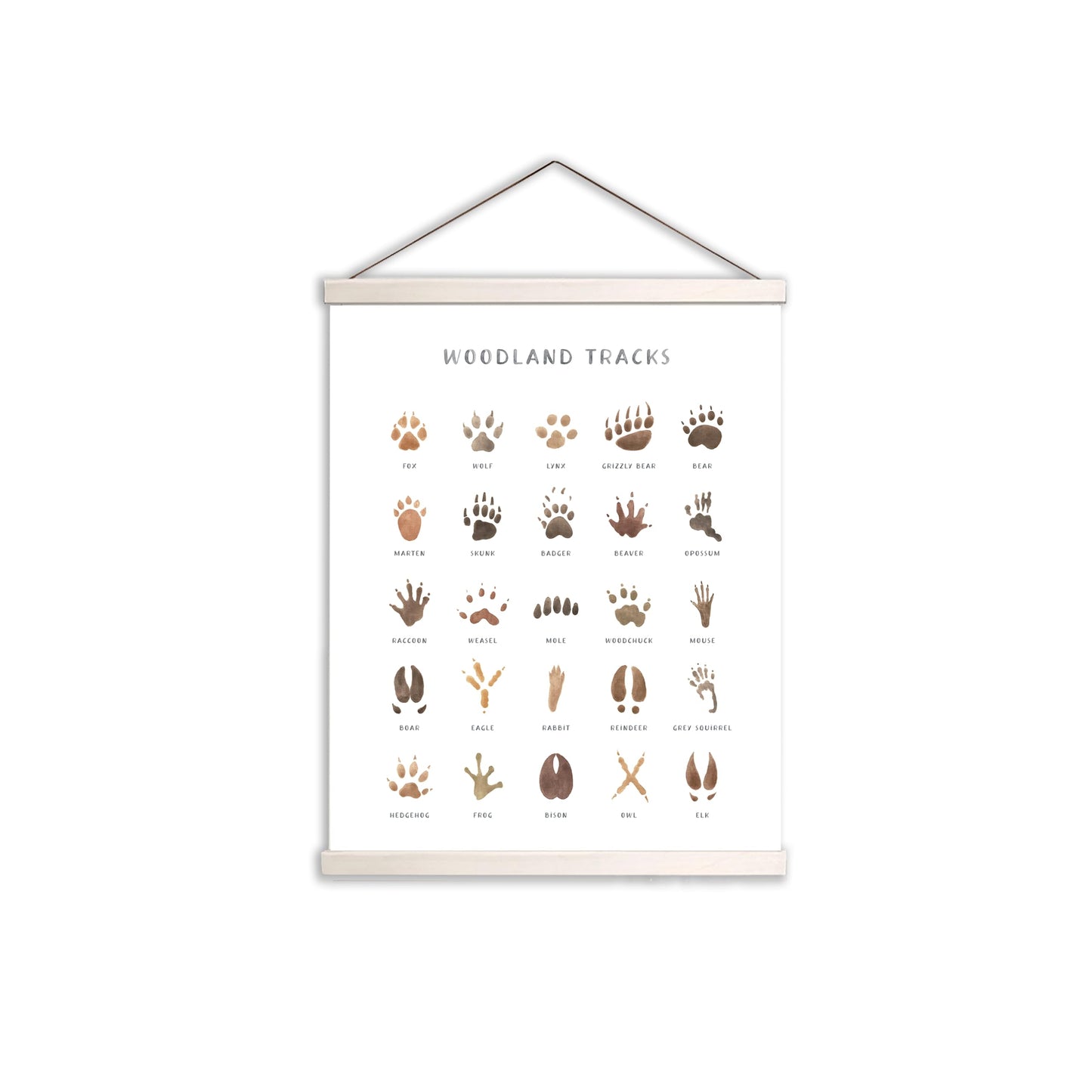 AWISBI Woodland Animal Tracks Hanging Poster, Woodland Nursery Decor 16x20 Inch, Animal Tracks Canvas Artwork, Forest Nursery Decor, Boy Nursery Wall Decor For Kids