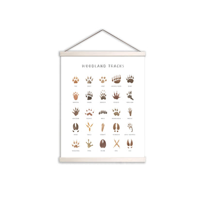 AWISBI Woodland Animal Tracks Hanging Poster, Woodland Nursery Decor 16x20 Inch, Animal Tracks Canvas Artwork, Forest Nursery Decor, Boy Nursery Wall Decor For Kids