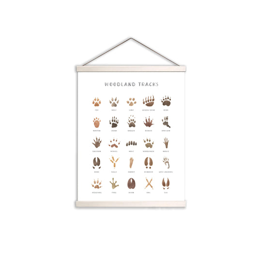 AWISBI Woodland Animal Tracks Hanging Poster, Woodland Nursery Decor 16x20 Inch, Animal Tracks Canvas Artwork, Forest Nursery Decor, Boy Nursery Wall Decor For Kids