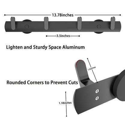 Sumlache Strong Magnetic Coat Hooks-4 Hooks Matte Black Magnetic Hanger Holder-Heavy Duty Magnetic Rack for Hanging Coat, Bag, Helmet, Backpack (4 Hooks)