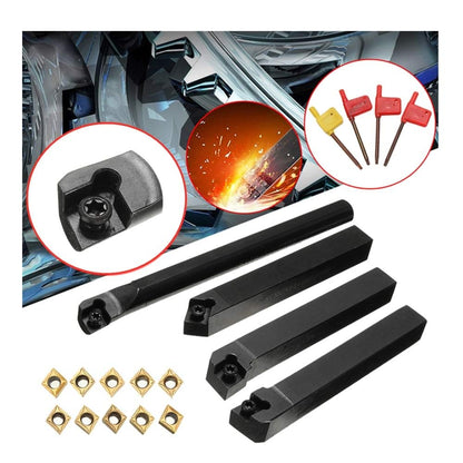 VeYocilk 14Pcs Indexable Lathe Turning Tool 1/2"12mm,4PCS Metal Lathe Tools Holder S12M-SCLCR09,SCMCN1212H09,SCLCL1212H09,SCLCR1212H09 with 10pcs CCMT09T304 Carbide Inserts