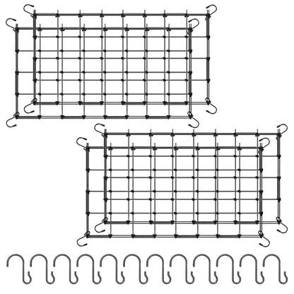 Voittozege 4 Pack Grow Tent Trellis Netting, 2 x 4Ft Elastic Plant Net with 12 Hooks Heavy-Duty Flexible Hydroponics Support for Climbing Plants, Vegetables, Fruits, Gardening, Indoor Plants (Black)