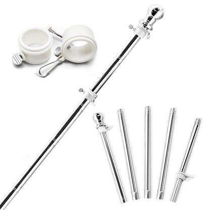 Anley 6 FT Stainless Steel Flag Pole Kit with Tangle Free Rotating Rings - Adjustable Length, Heavy Duty & Rustproof Flag Pole for House, Yard and Commercial (1 Inch Dia.)